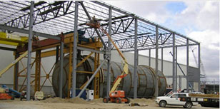 Fabrication area being prepared for turning rolls