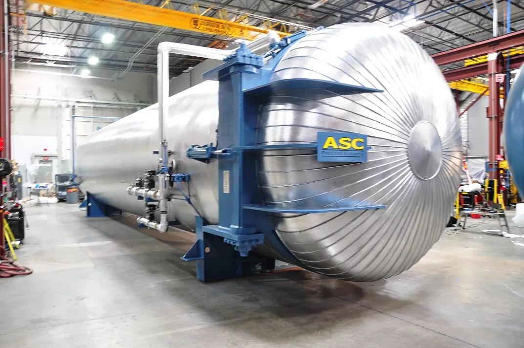 A long insulated ASC vulcanizing autoclave in the Valencia plant