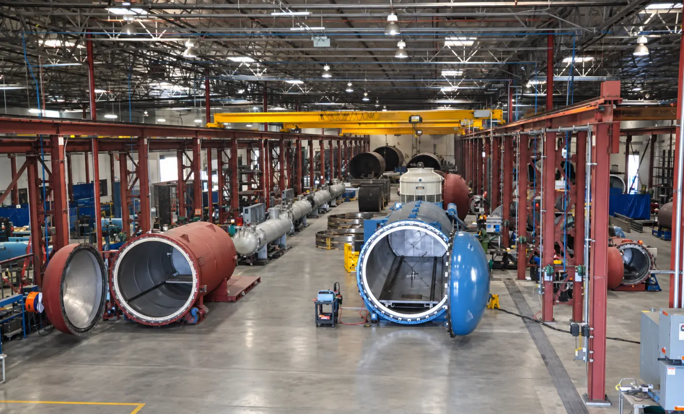 Autoclave pressure vessels under construction on the ASC shop floor