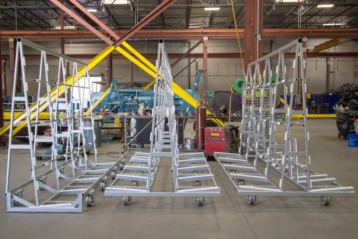 Three aluminum glass laminating carts built by ASC