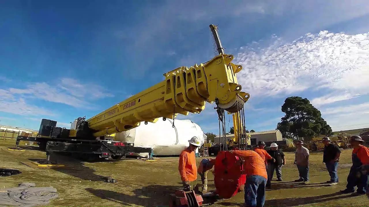An ASC crew and crane setting a vessel at a customer site