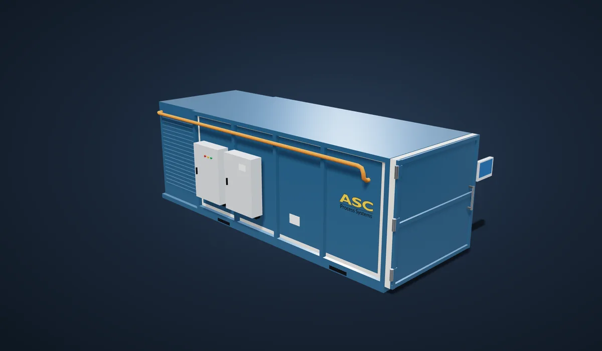A 3D model of an ASC cold box with its door and on-board controls
