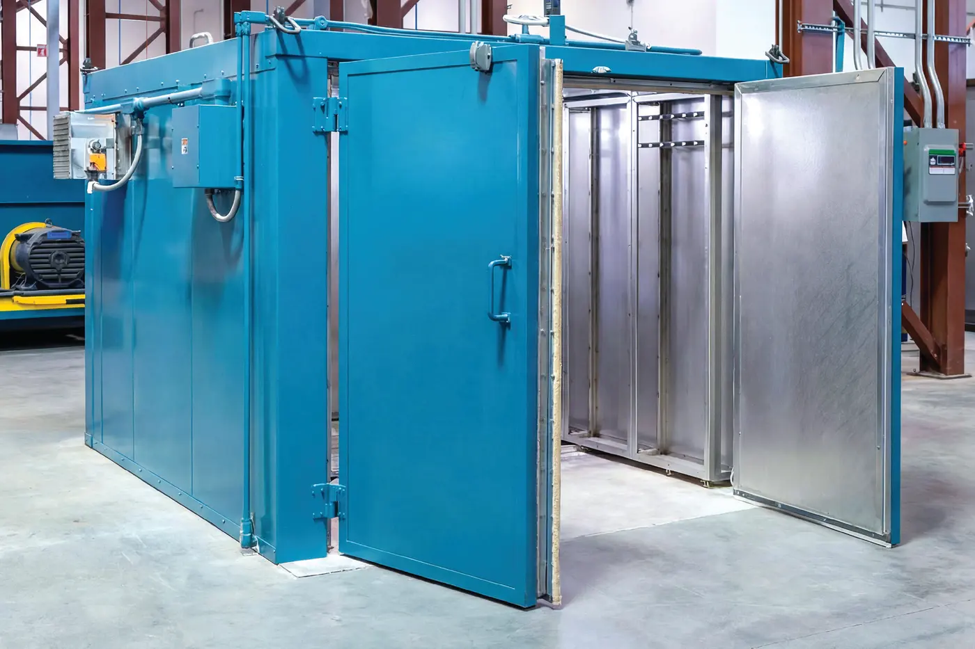 A compact ASC composite curing oven with its doors open